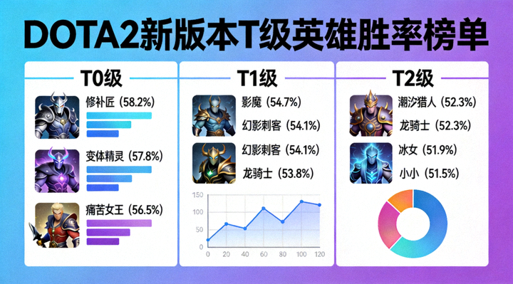 DOTA2新版本T级英雄胜率榜单数据可视化画面